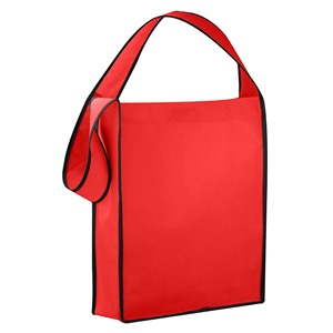 Sac fourre-tout personnalisé en non-tissé avec logo, à soufflet et bandoulière unique, idéal pour les cadeaux promotionnels <span class=keywords><strong>de</strong></span> salons professionnels - Product Image 3