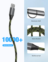 Cable Multifuncional 3 en 1 con Certificación MFI Original, Cable MFI de Carga Rápida de 2.4A, Cable Micro USB V8 Tipo C para iPhone