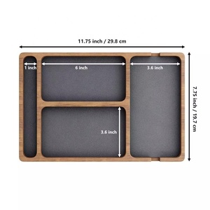 Organisateur de <span class=keywords><strong>bureau</strong></span> en bois minimaliste à 4 grilles <span class=keywords><strong>plateau</strong></span> de rangement de table de chevet pour lunettes de soleil montre stylo téléphone portable écouteurs articles divers - Product Image 6