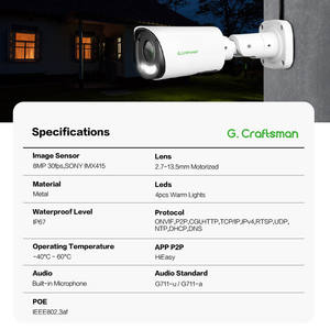 Cámara IP Cilíndrica a Todo Color GR-YURVW-M8S 4K 8MP con Visión Nocturna ColorVU para Exteriores IP67, Almacenamiento en la Nube NVR, <span class=keywords><strong>P2P</strong></span> HiEasy - Product Image 2