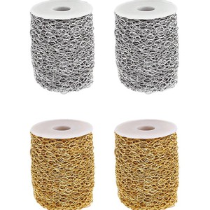Chaîne ovale à maillons croisés au mètre, en acier inoxydable plaqué or PVD 18 carats, chaîne câble texturée pour la fabrication de bracelets et colliers DIY - Product Image 5