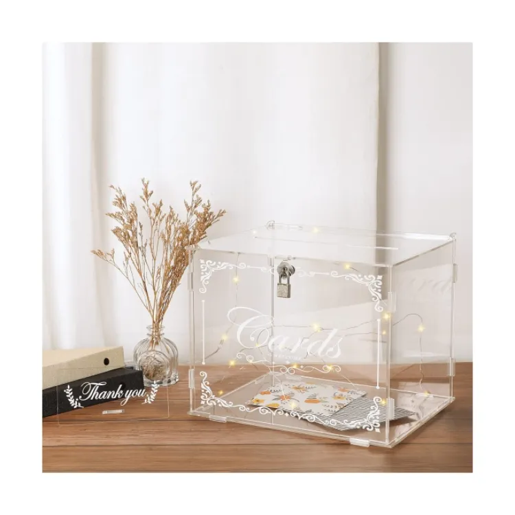 Clear Donation Ballot Box Transparent Acrylic Donation Box With Lock Saving Money Storage Box Lids For Business Cards Fundrais