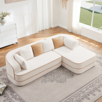 Maßgefertigtes Stoffsofa ohne Montage, 32D Knochenloses Sofa, Kontrastfarben-Design, Flauschige Bequeme Couch mit L-förmiger Chaiselongue, für Wohnzimmer