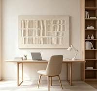 Cuadro Abstracto Texturizado en 3D en Beige Neutro, Arte en Lienzo Enmarcado Hecho a Mano con Acrílico, Pintura Mural Lineal Minimalista para Sala de Estar o Dormitorio