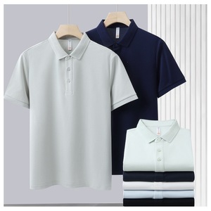 Polo Shirt Cotton Blend Solid Color Unisex Breathable Summer Workwear Thin Fit With Label - Product Image 1