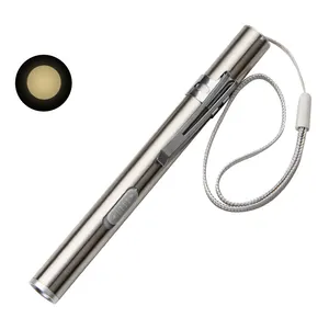 Free logo USB charging mini torch stainless steel aluminum torch mini led pen flashlight with clip