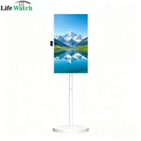 Pantalla Táctil Interactiva Inalámbrica Android de 27 Pulgadas con Soporte de Piso, Batería y Señalización Digital LCD para Uso Doméstico