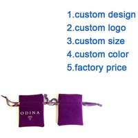 Pochette à cordon en suède et satin pour mini-bijoux, sac cadeau personnalisé en velours avec logo pour la vente en gros