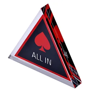 Akrilik bening segitiga kustom semua dalam kartu Poker penjaga akrilik dua sisi chip Poker akrilik untuk permainan meja Kasino