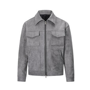 Giacca da <span class=keywords><strong>Uomo</strong></span> di Alta Qualità in Pelle Scamosciata Stile Street Multitasche Spessa con Zip - Product Image 6