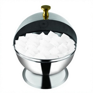 Azucarero redondo de acero inoxidable pulido con tapa para condimentar especias - Product Image 1