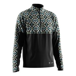 Camiseta de alto rendimiento para sublimación, camiseta térmica de manga larga, cuello alto, color azul marino. - Product Image 3