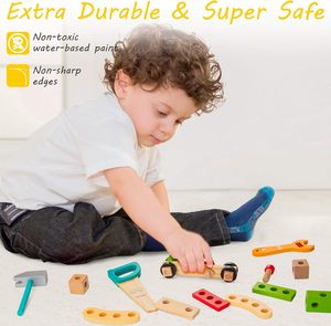 Set di 36 Utensili in Legno <span class=keywords><strong>per</strong></span> Bambini, Giocattoli Educativi Montessori Portatili STEM <span class=keywords><strong>per</strong></span> Costruzioni, <span class=keywords><strong>per</strong></span> Bambini e Bambine di 5-7 Anni - Product Image 6