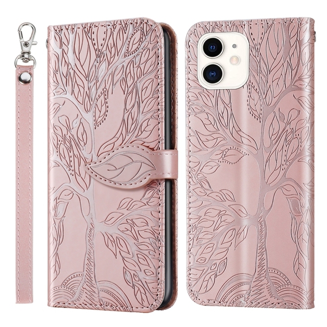 Strap Luxury Tree Wallet Leather Case for Iphone 17 Air 16 15 14 Plus 13 Mini 12 Pro Max 11 X XS XR 7 8 6 Flip Cover Phone Pouch