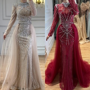 Serene Hill LA73203A Abiti da Sera a Sirena con Collo Alto e Maniche Lunghe, Eleganti Vestiti da Cerimonia con Perline e Sopragonna in <span class=keywords><strong>Tulle</strong></span> - Product Image 3