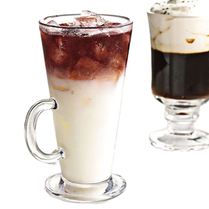 Tasses à café irlandais en <span class=keywords><strong>verre</strong></span> transparent avec anse et pied haut pour boissons chaudes/froides, design vintage, compatibles micro-ondes et lave-vaisselle - Product Image 1