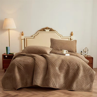 Couvre-lit matelassé en velours cristal d'hiver épaissi 3 pièces Couvre-lit en dentelle à volants Couvre-matelas Drap de lit