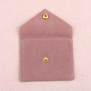 Custom Printed Pink Suede Velvet Jewelry Pouch Packaging <b>Envelope</b> <b>Gift</b> Bag with Pad Velvet Jewelry Bag Logo Jewelry Packaging - Product Image 4