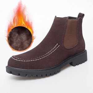 Botas Chelsea de Moda en <span class=keywords><strong>Azul</strong></span> <span class=keywords><strong>Marino</strong></span>, Cuero de Gamuza con Costuras Blancas en Contraste, Suela Resistente, Calzado para Caminar en la Nieve de Invierno para <span class=keywords><strong>Hombre</strong></span> - Product Image 6