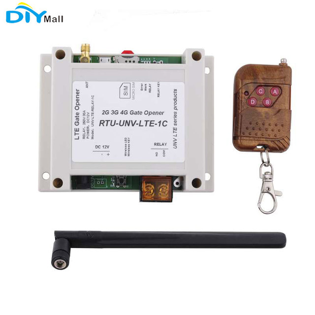 SIM7600G-H 4G SMS Controller Module DC12V 1 Channel Relay Switch with Case 433M Remote Controller for LTE Gate Opener