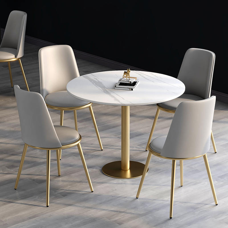 Простые Столы из Нержавеющей Стали, современный круглый обеденный стол из мрамора, Рабочий стол для кофейни