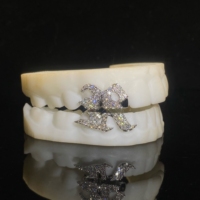 Grillz dentaire personnalisé en argent 925 avec lettre R gothique et moissanite VVS complète, bijoux HipHop