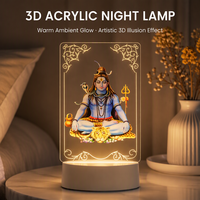 Lampu Meja Ilusi Optik Pola Ukiran Laser Kustom Bertenaga USB Lampu Malam LED Akrilik 3D Grosir Pabrik