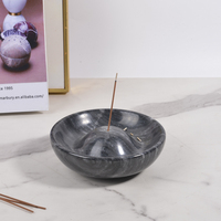Vente en gros de bâtonnets d'encens en marbre naturel noir rond, porte-encens créatif pour la méditation, brûleur d'encens parfait pour le bureau