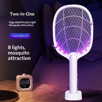 Lampe anti-moustiques électrique 2-en-1 rechargeable USB, lumière ambiante LED non toxique, lumière violette, portée 11-20 m