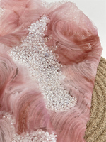 Tissu brodé 3D à perles ondulées pour robe de mariée haut de gamme et robe de mode féminine – En stock
