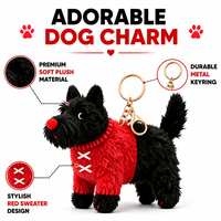 Porte-clés chien en peluche Zaves à bas prix, personnalisé, écologique, durable, avec pull rouge douillet, pendentif chiot en peluche fiable pour sac à dos