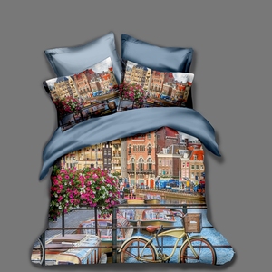 Hot <strong>Sale</strong> 3D Digital Printed eiffel Tower Series 100% Cotton or Polyester Bedding Set Customized <strong>Duvet</strong> Cover Set Oekotex Bedsheet - Product Image 4