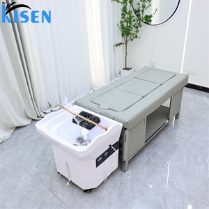 Kisen Advanced No Plumbing Required Head Spa Shampoo Bed with <b>Sauna</b> Massage Table Potable Hair Wash Sink with Fumigated Dome - Product Image 1