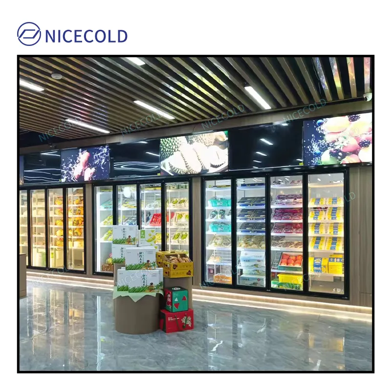 Commerical Supermarket Glass Door Refrigerator Cooler Cold Room and Freezer