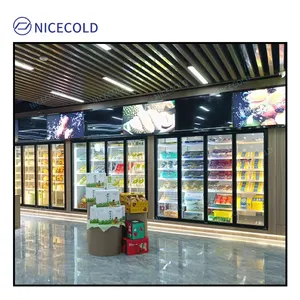 Commerical Supermarket Glass Door Refrigerator Cooler Cold Room And Freezer