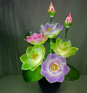 Factory Customizes Various Colors Of Lotus Artificial Flower Lights Decor 7 Pcs Color Changed LED Fiber Optic Lotus Flower Lamp