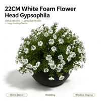 Fleurs artificielles de Gypsophile (Souffle de Bébé) blanches en mousse de 22 cm, faites à la main, en pot, pour la maison, le bureau, les mariages, la fête des Mères, Halloween, la table