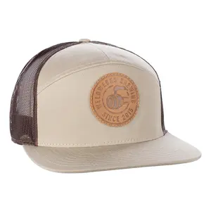 Personalizado couro remendo logotipo malha bordada Trucker Hat Cap