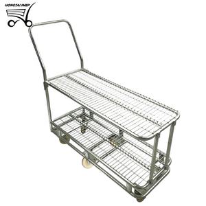 छह पहियों के साथ 2 स्तरीय धातु हाथ ट्राली परिवहन के लिए गोदाम में इस्तेमाल किया - Product Image 1