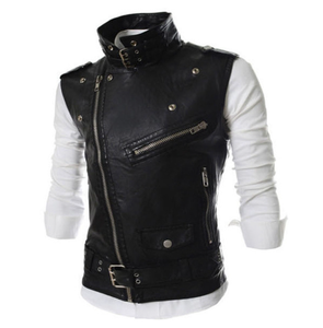 Liquidation des ventes <span class=keywords><strong>Veste</strong></span> de motard pour hommes-Gilet en <span class=keywords><strong>cuir</strong></span> coupe ajustée Gilet de moto vintage - Product Image 5