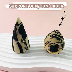 Éponge sans latex en forme de serpent directement à l'usine de haute qualité or noir maquillage bouffée d'eau expansible grand visage mélangeur à double usage - Product Image 2