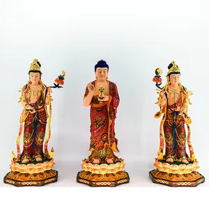 Oosterse Drie Sage Boeddhabeelden Geneeskunde Boeddha Bodhisattva Maanlicht Bodhisattva Zonlicht Bodhisattva Guanyin Boeddhabeeld
