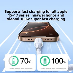 Câble USB Type C vers Type C UGREEN 240W, charge rapide PD 5A, tressé, pour téléphone portable <span class=keywords><strong>Apple</strong></span>, Android, tablette, ordinateur portable, <span class=keywords><strong>chargeur</strong></span> USB C - Product Image 3