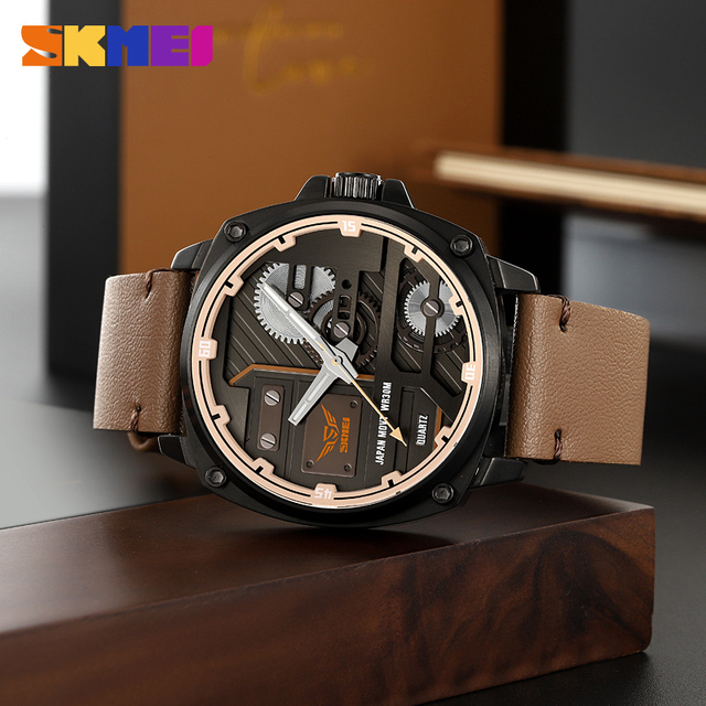 Luxury Sport Style Stop Watch Features Leather Band Men Wristwatch Outdoor Digital Men's Watch Stylish SKMEI2289