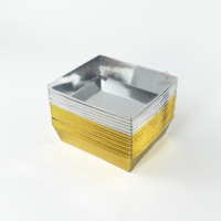 Boîtes à dessert carrées brillantes personnalisées avec couvercle transparent, base en feuille d'or et d'argent, boîte d'emballage pour pâtisseries, biscuits, friandises