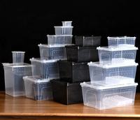 Cage d'élevage pour reptiles en plastique transparent/noir - Différentes tailles - Cage pour animaux de compagnie pour l'élevage des reptiles