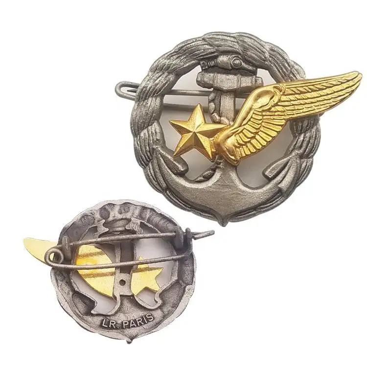 Guangdong factory price game movies antique double plated metal pilot wings pin breastpin badge