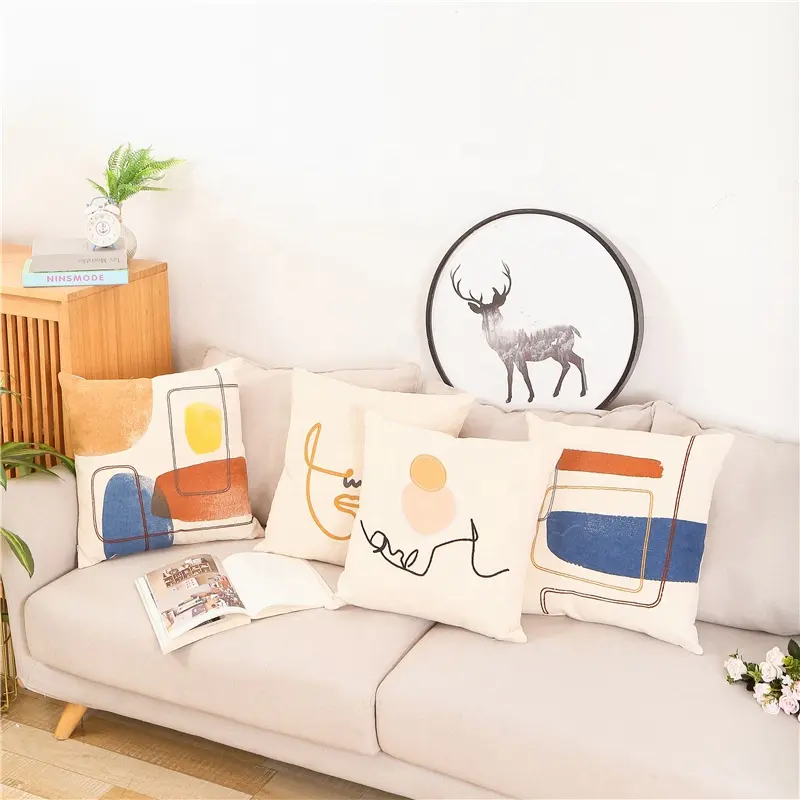 2022 Contemporary Decorative Knit Pattern Poly Cotton Canvas Throw Pillow Cushion Cover Pillowcase