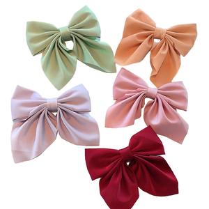 Pince à cheveux en tissu avec nœud élégant, couleur unie, pince bec de canard latérale pour femme, accessoires capillaires - Product Image 1