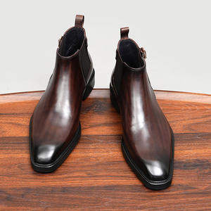 Botines de cuero Balmoral con cordones para hombre, textura lijada a mano, estilo de trabajo de algodón Amish, impermeables, antideslizantes, de especialidad. - Product Image 2